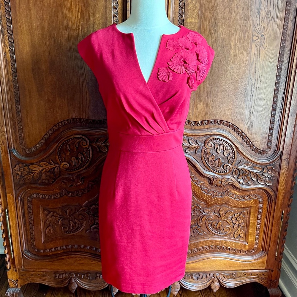 Trina Turk Embellished Sheath Dress (Red, Size 0)